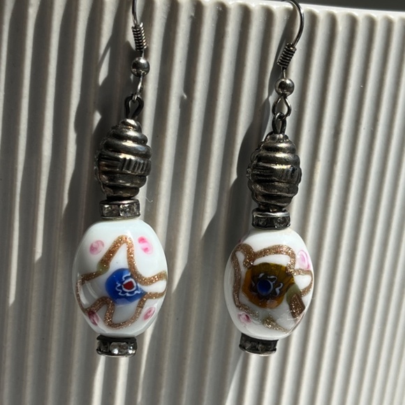 Artisnal glass bead earrings, Murano glass. - Picture 9 of 11